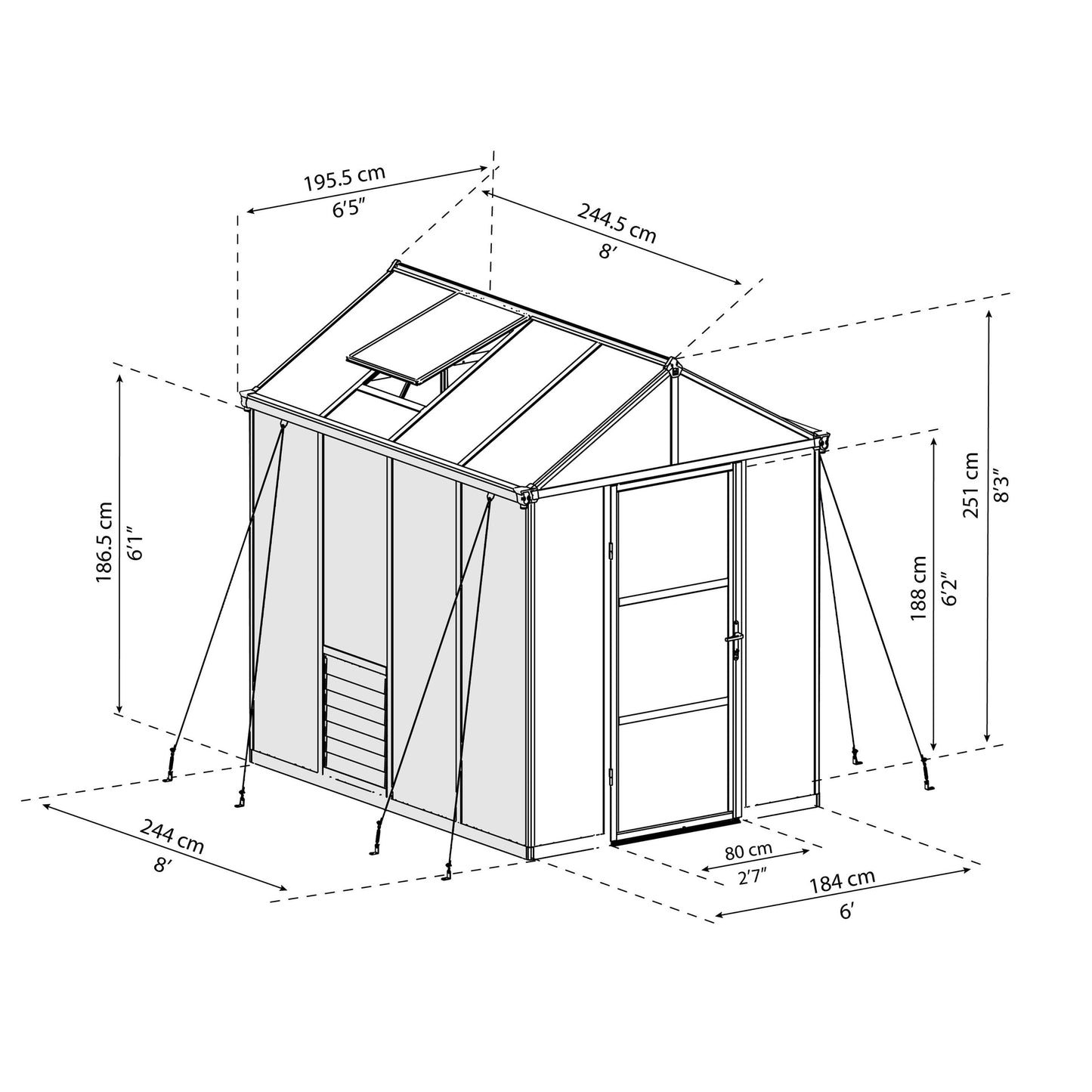 Invernadero Glory 244x195 cm gris