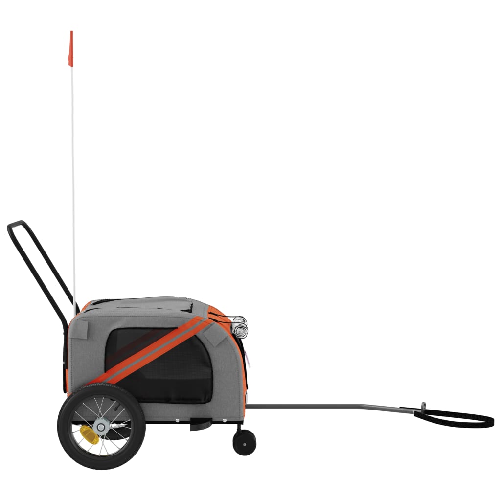 Remolque De Bicicleta Mascotas Hierro Tela Oxford Naranja Negro_5