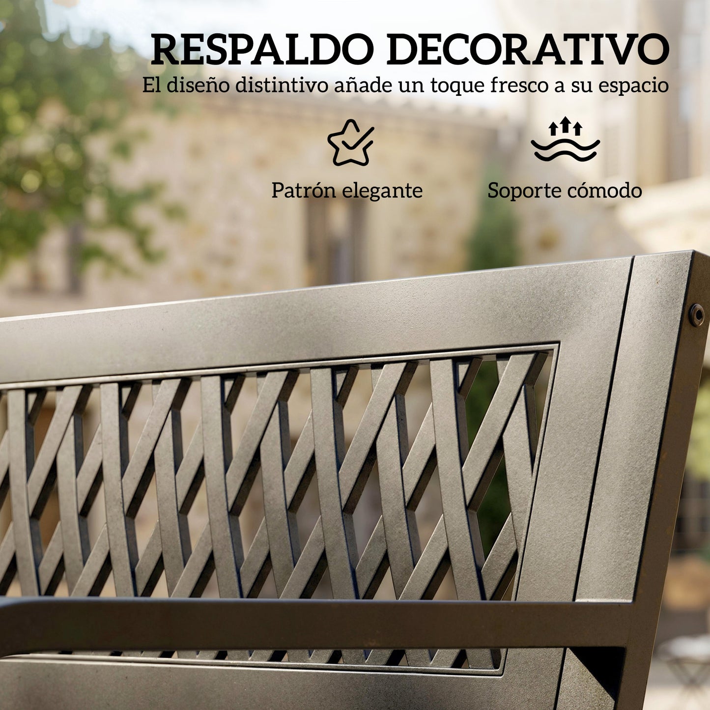 Outsunny Banco De Jardín Exterior De 2 Plazas Con Asiento Listonado Negro_5