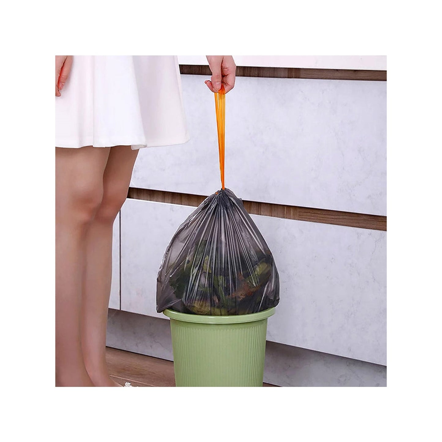 Joybos - 5 Rollos De Bolsas De Basura Negras Con Cordón