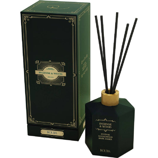 Ambientador mikado Incense & Wood Roura 100 ml Incienso, madera de sándalo & Dark Amber