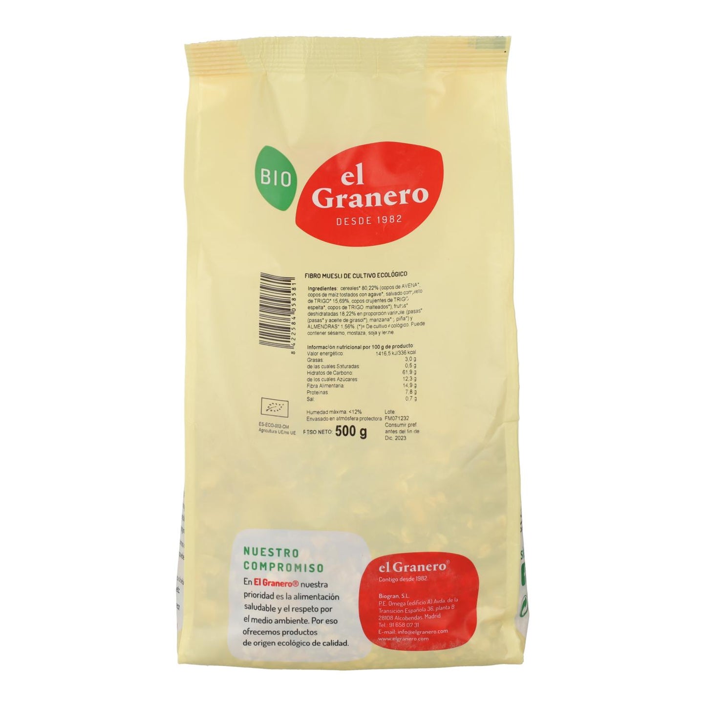 Fibro Muesli Bio El Granero, 500gr
