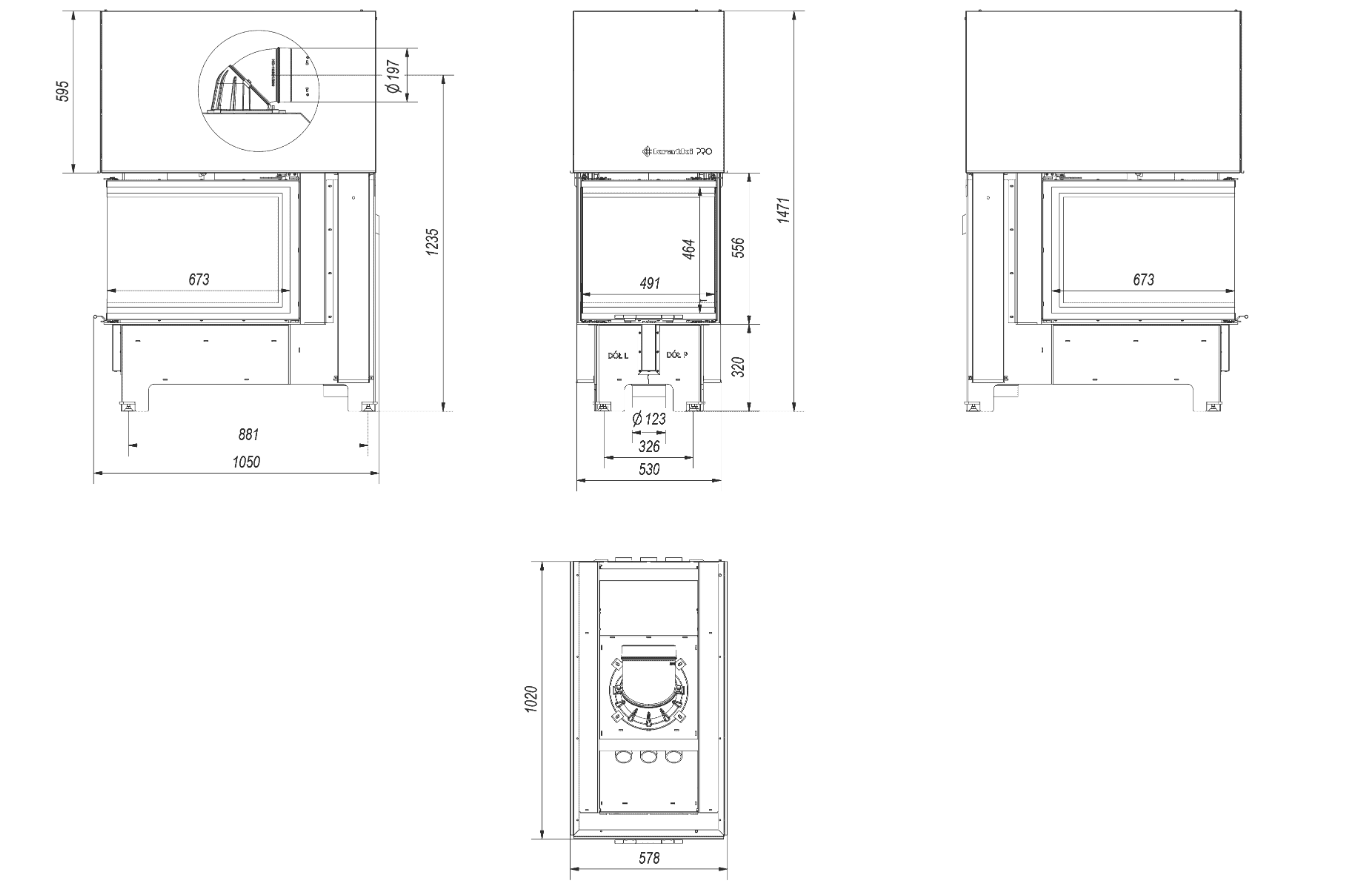 Bricosol Chimenea Nbu 500/700 11 Kw Ø 200 Puerta Elevable Thermotec Negro_4