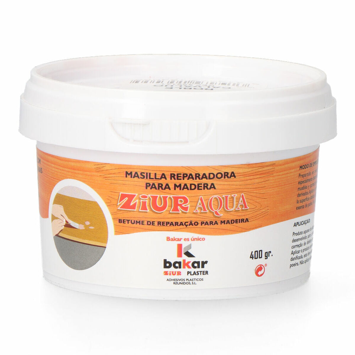 Masilla Para Madera Bakar Ziur Aqua Roble 400 G / Vetonek_0