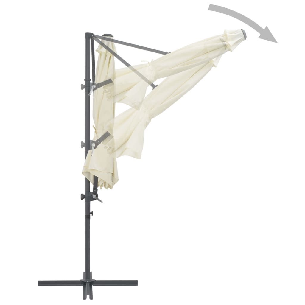 Vidaxl Sombrilla De Jardín Voladiza Con Palo De Acero Arena 300 Cm_4