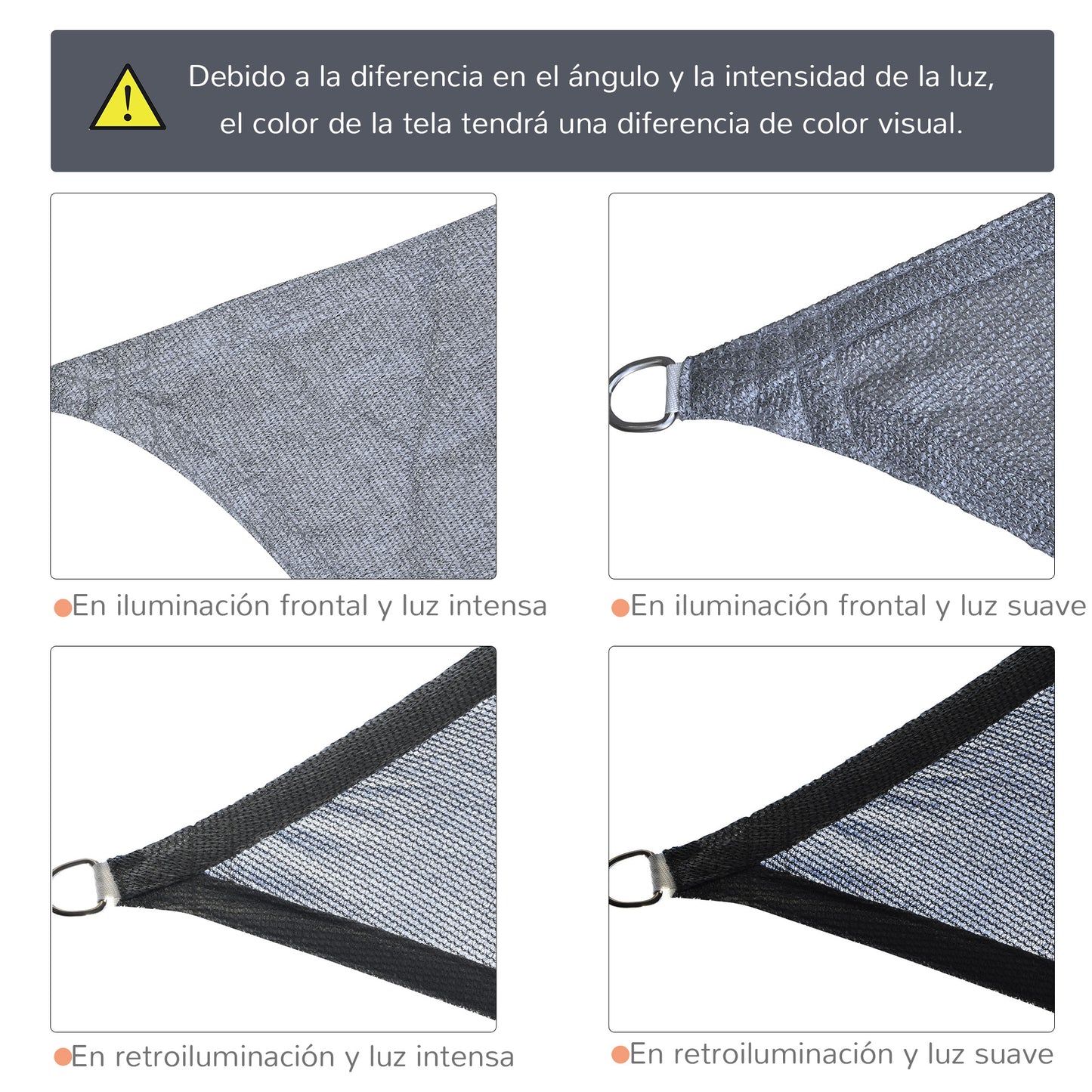 Outsunny Toldo Vela De Sombra Rectangular 4x6 M De Hdpe Gris_5