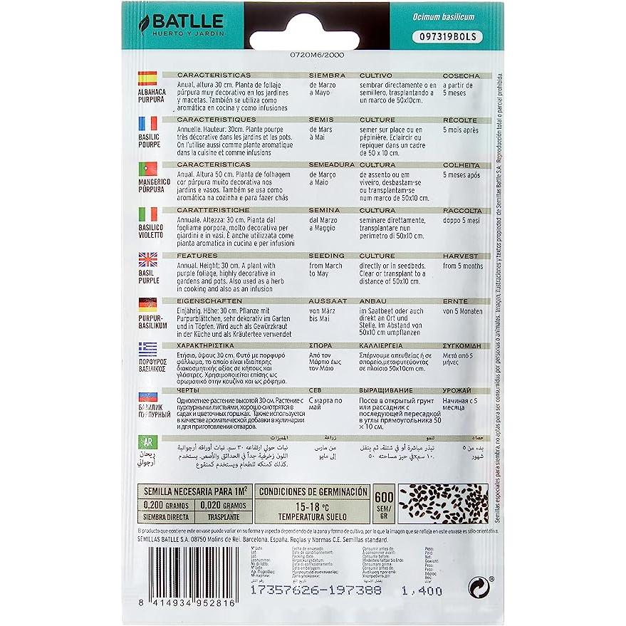 Semillas de Albahaca púrpura Batlle