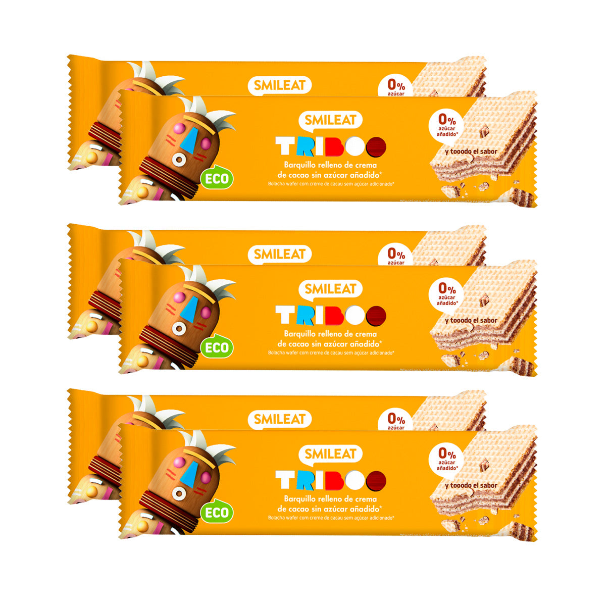 Pack 6x Barrita barquillo rellena 30g ECO Smileat