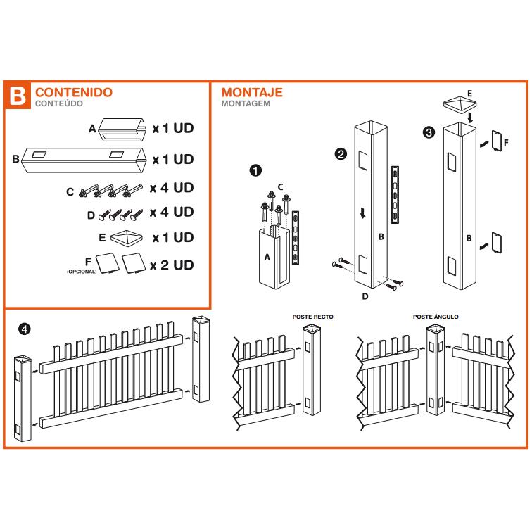 Poste de Valla Pvc modelo recto Dioco
