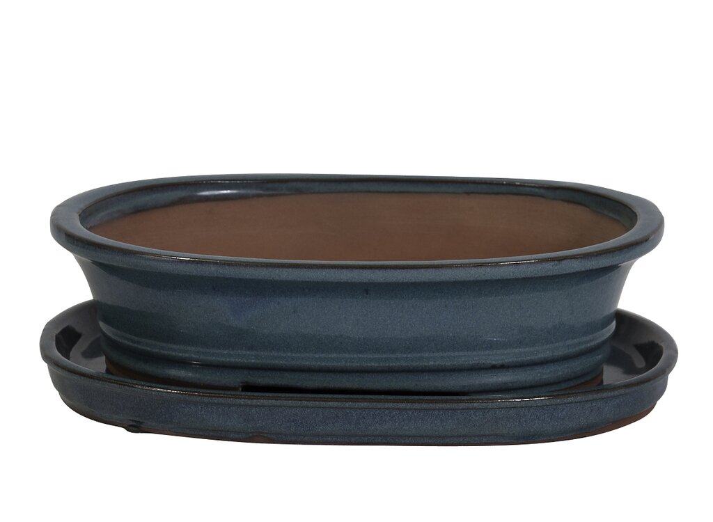 Tiesto Oval Verde Con Plato 31x25x9cm