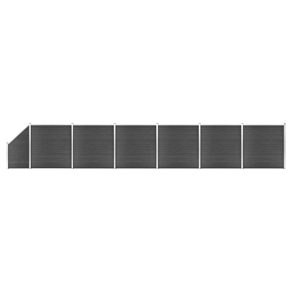 Set De Paneles De Valla Wpc Negro 1138x(105-186) Cm / Vetonek_5