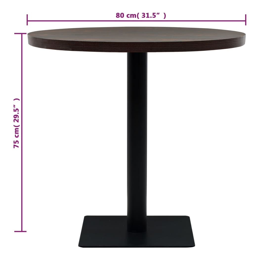 Mesa De Bar Bistró Mdf Y Acero Redonda Fresno Oscuro 80x75 Cm_4