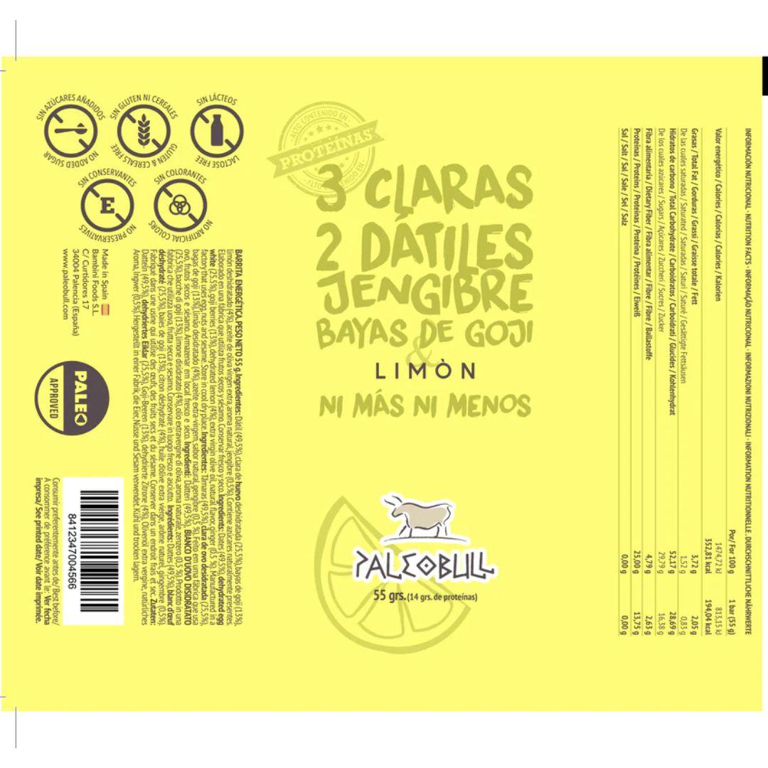 Barrita energética limón, goji y jengibre Paleobull 55 g