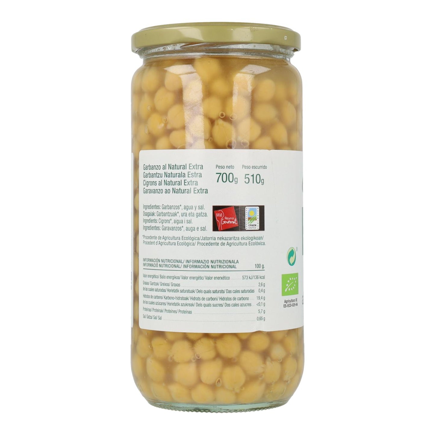 Garbanzos al Natural extra BIO Ékolo 700 g