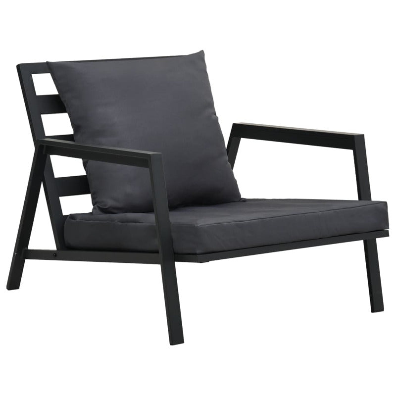 Vidaxl Muebles De Jardín 5 Pzas Y Cojines De Aluminio Gris Oscuro_5