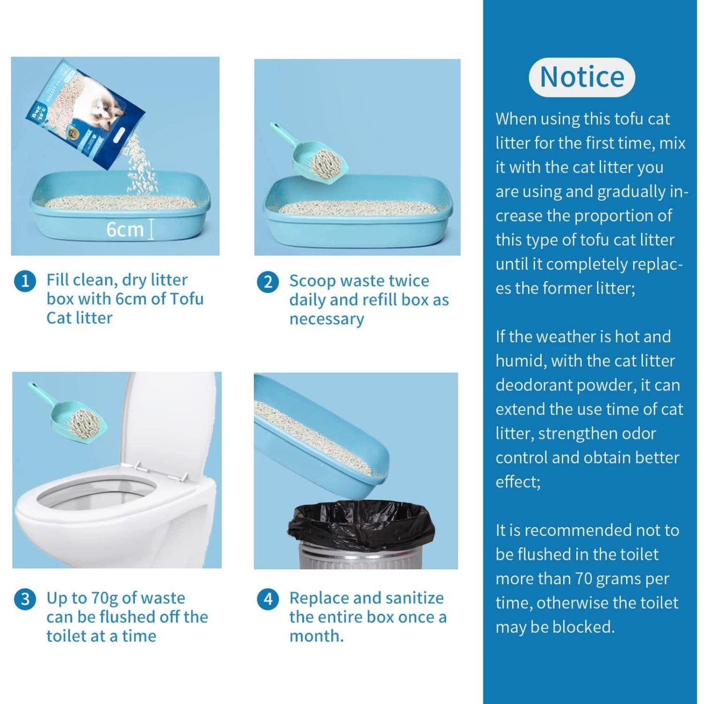 Arena para gatos de tofu biodegradable Nobleza 3.8 L