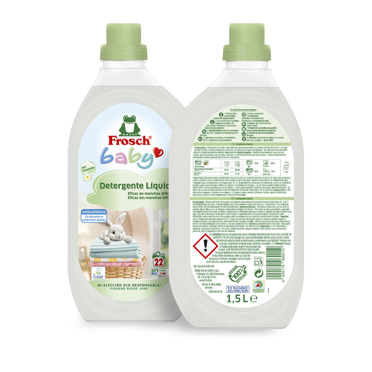 Pack 5X Baby detergente, Frosch, 1500 ml