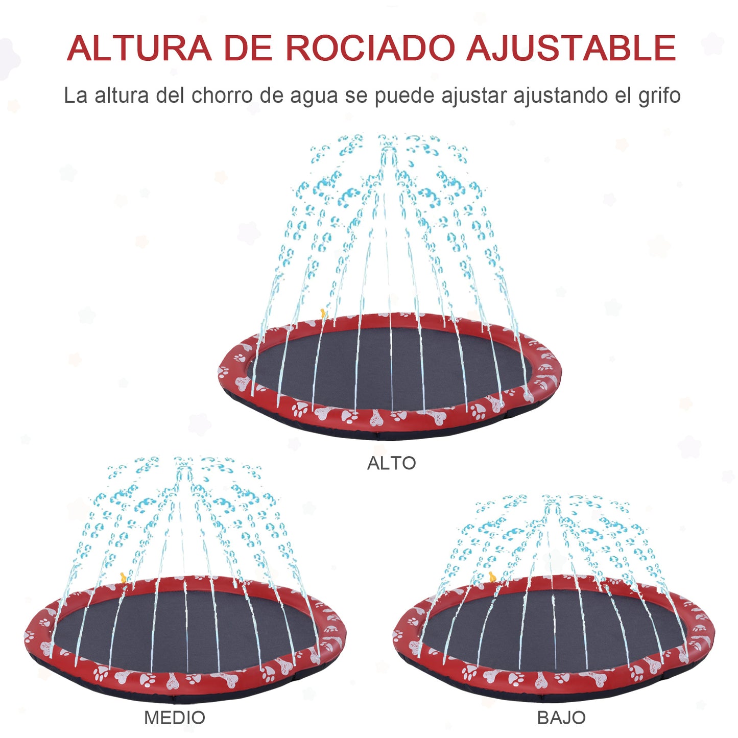 Pawhut Splash Pad Para Mascotas Ø170 Cm Con Bonito Estampado Rojo Y Azul_5