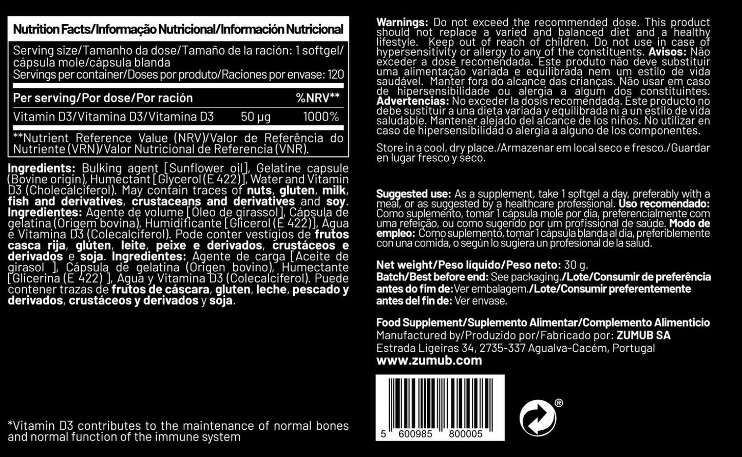 Zumub Vitamina D-3 50 Μg 120 softgels
