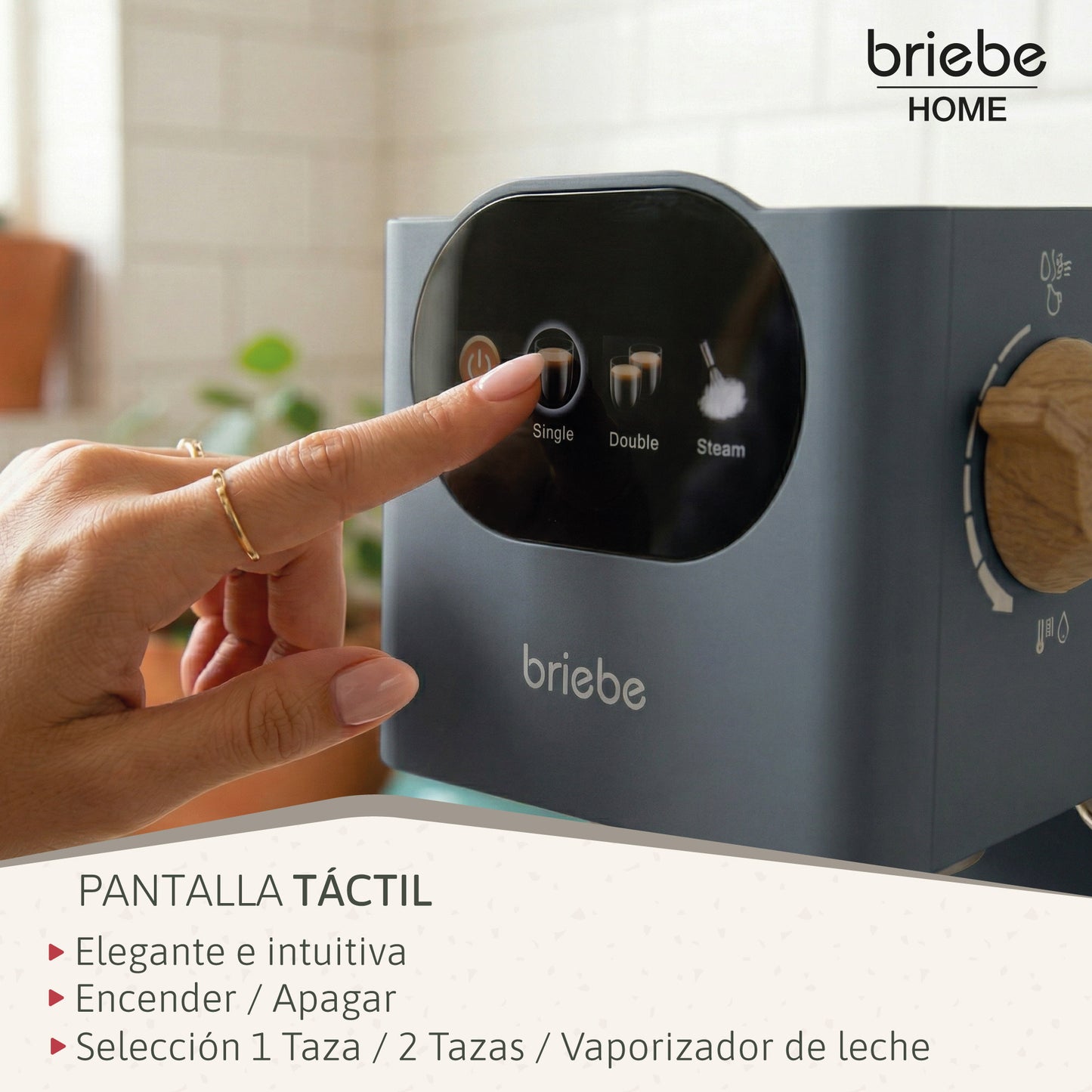 Briebe Nordic Cafetera Espresso 20 Bares Compatible Cápsulas Nespresso Y Café Molido Espumador Leche, Ec1180gry, Gris_5