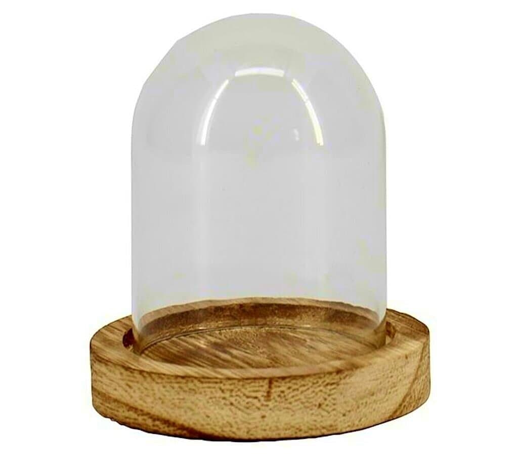 Cúpula De Cristal Con Base De Madera 4.5x7.5cm_0