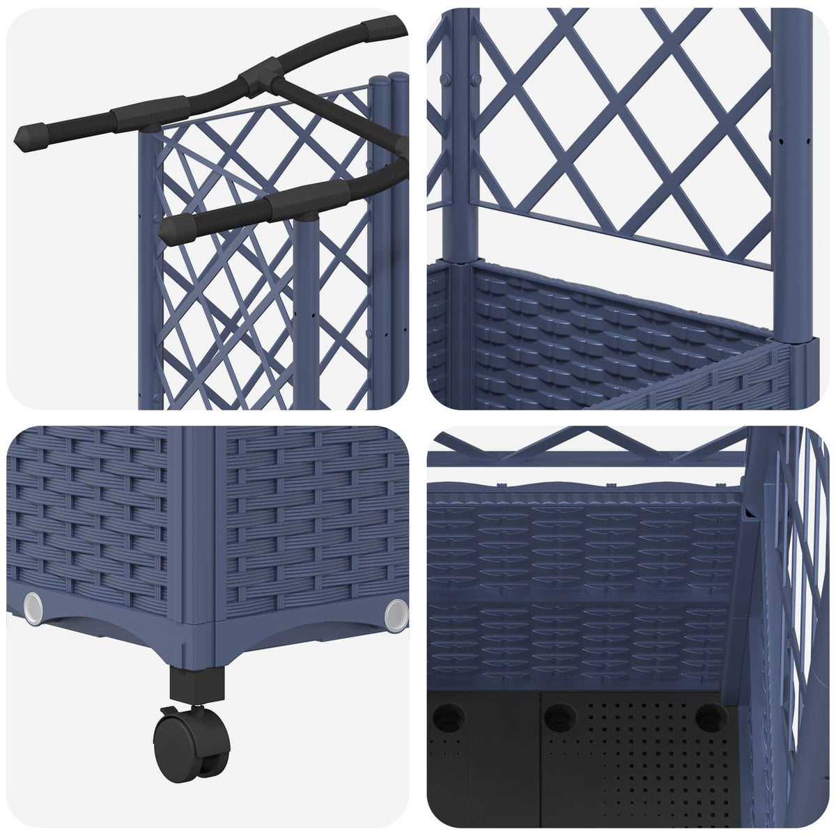Cama Elevada Con Trellis Y Techo Gris 122 X 40 X 144 Cm Pp_5