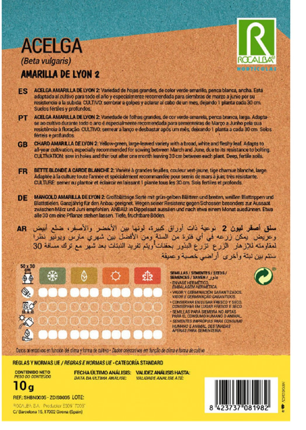 Semillas Acelga Amarilla De Lyon 25g