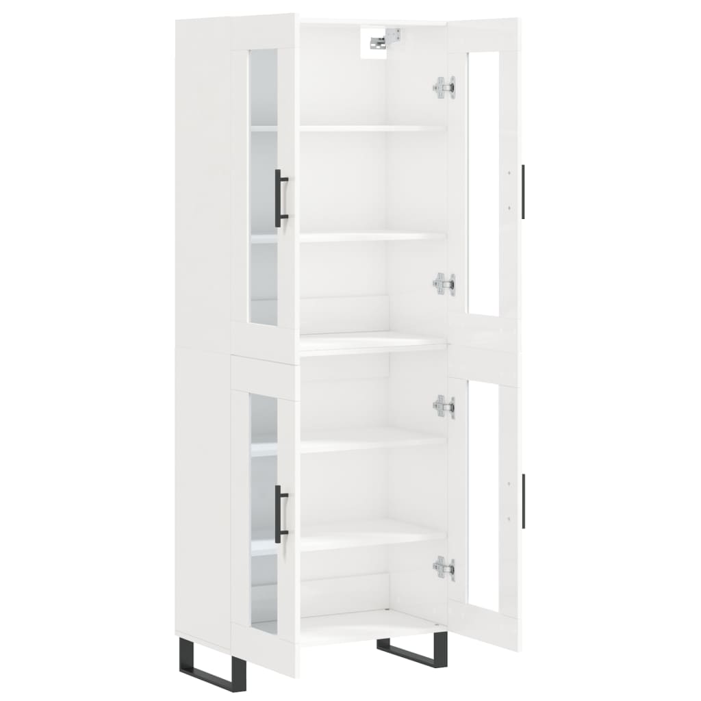 Aparador Alto Madera Contrachapada Blanco Brillo 69,5x34x180 Cm_3