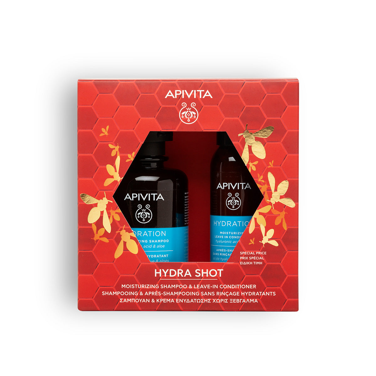 Cofre Navidad Champú hidratante +Acondicionador hidratante sin aclarado 100 Ml, Apivita