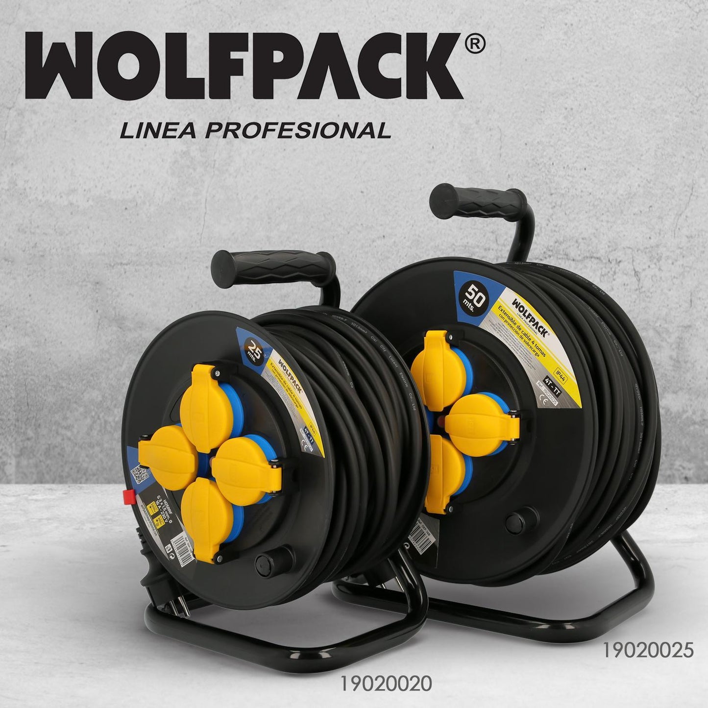 Extensible Industrial 50 Metros Protección Ip44 Con Tapas, Extensible Electrico, Enrollacables, Alaragadera, Cable Extensible