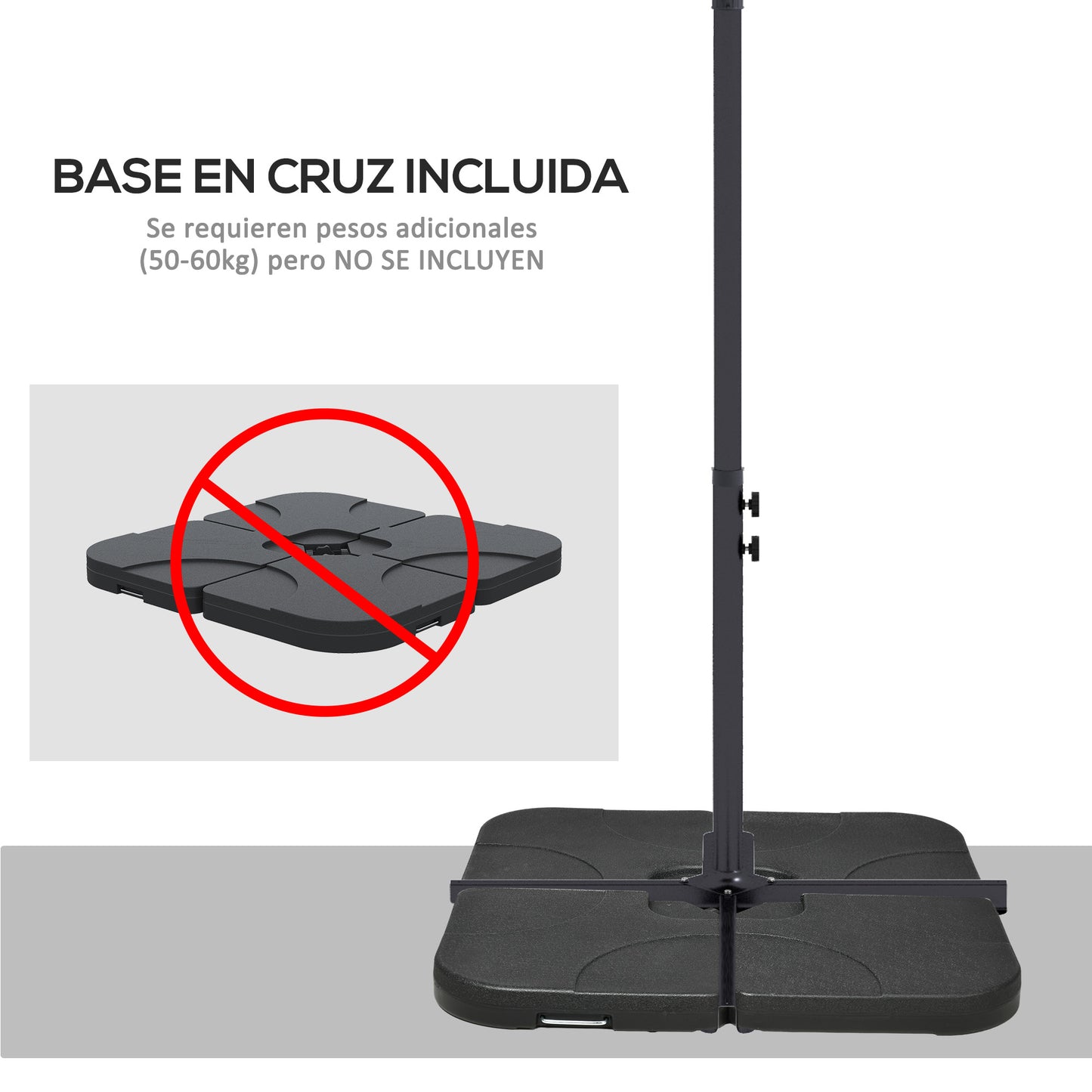 Outsunny Parasol Excéntrico 294x193 Cm Con Base Cruzada Impermeable Gris Oscuro_5