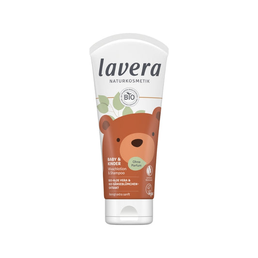 Gel de ducha & champú para bebes y Niños Lavera 200 ml