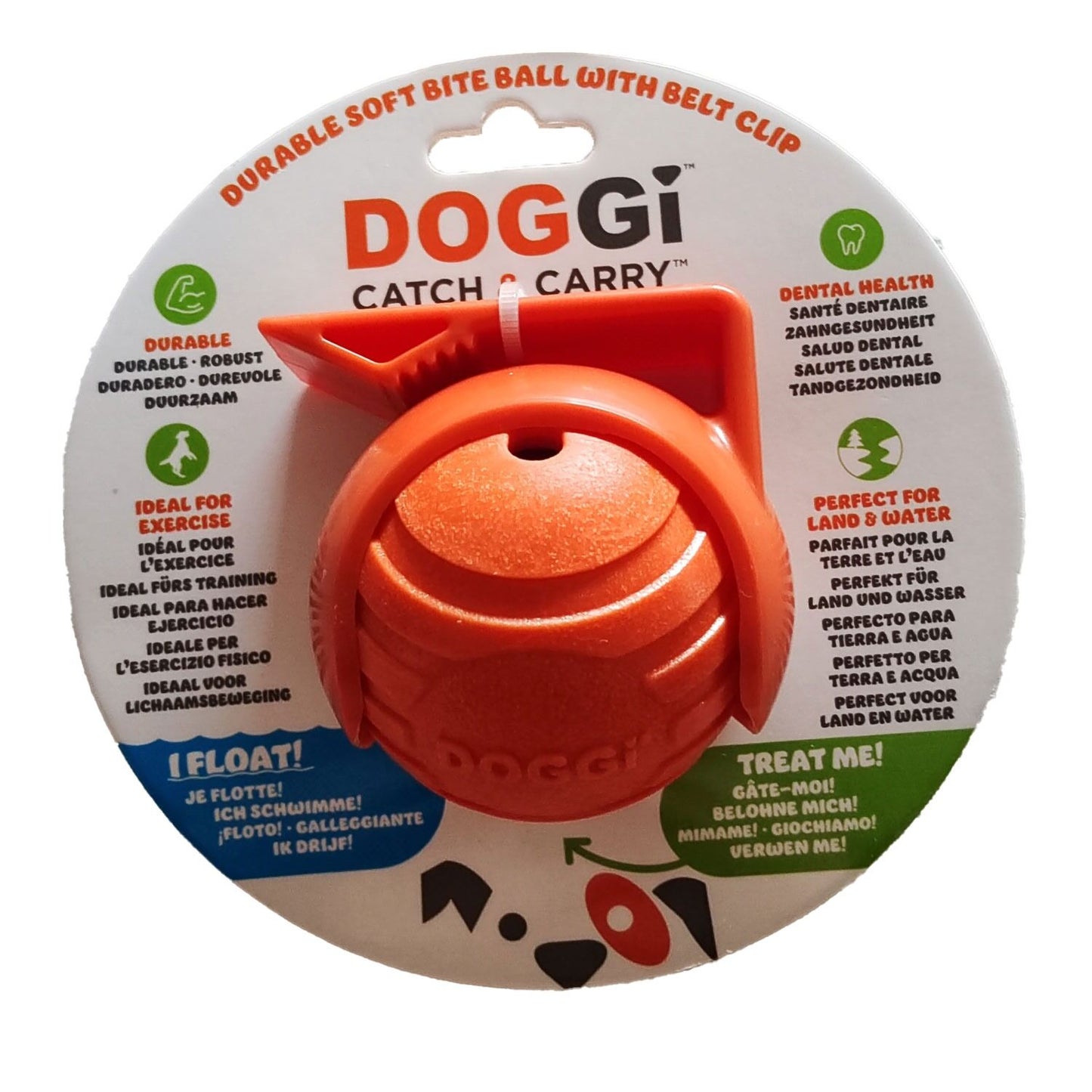 Juguete Para Perro Doggi Ball Con Clip Para Enganchar En Cinturón O Correa