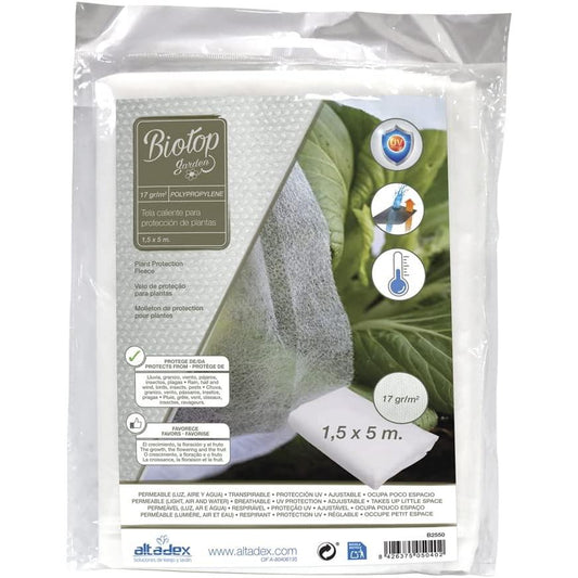 Tela protección de cultivos antiheladas Biotop 1.5 x 5 m 17 gr/m²