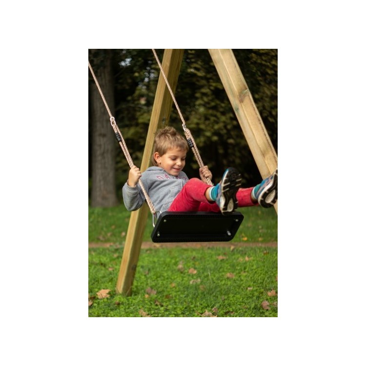 Columpio Individual De Madera Cuadrada Masgames Karai Deluxe Adultos Con Cuerdas.