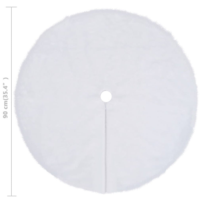 Vidaxl Falda Para Árbol De Navidad Blanca De 90 Cm De Piel Sintética_5