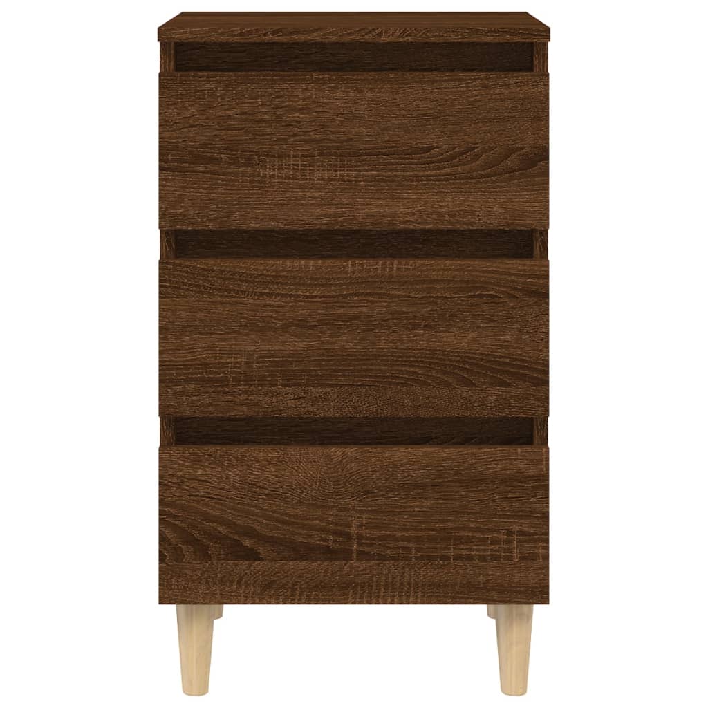 Mesita De Noche 2 Uds Patas De Madera Roble Marrón 40x35x69 Cm_4