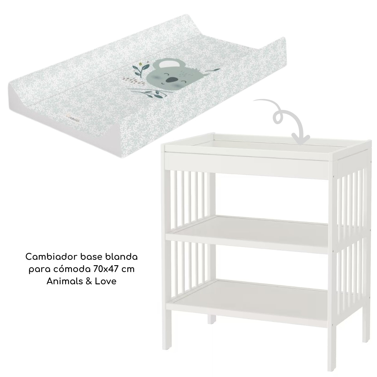 Cambiador Base Blanda Para Cómoda 70x47 Koala