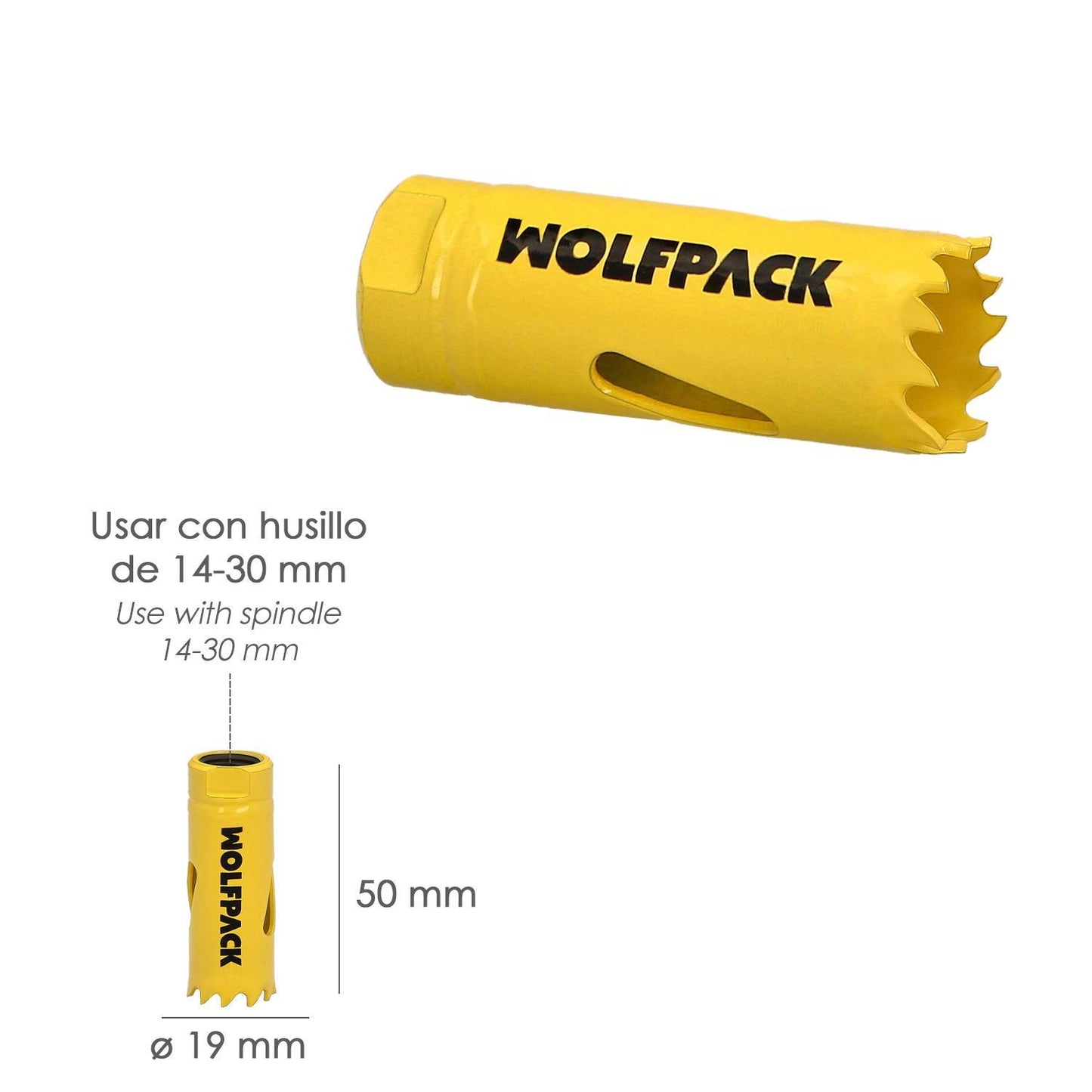 Corona Sierra Bimetal Ø 19 Mm. Templado Termico, Base Reforzada. Corona Madera, Broca Agujeros Madera, Acero, Hierro, Plasticos