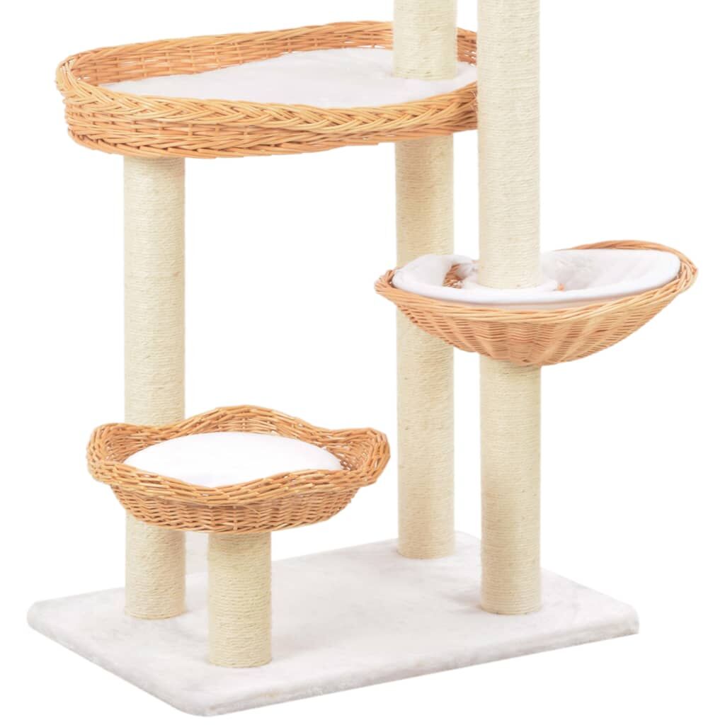 Vidaxl Rascador Para Gatos Con Poste De Sisal Madera Natural De Sauce_4