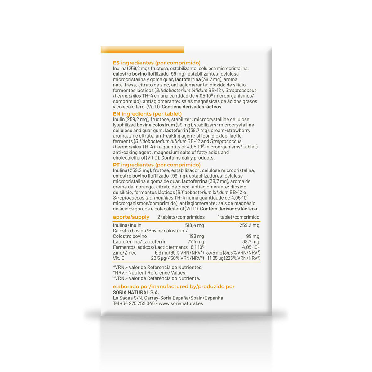 Inmuneo lactoferrina, Soria Natural