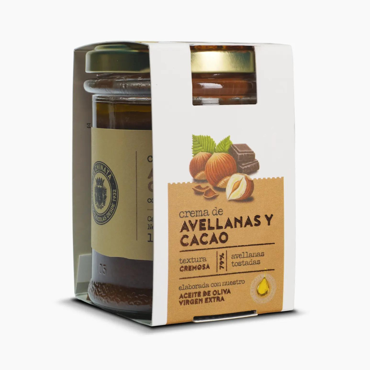 Crema de Avellanas y Cacao con Aceite de Oliva Virgen Extra 180 g.