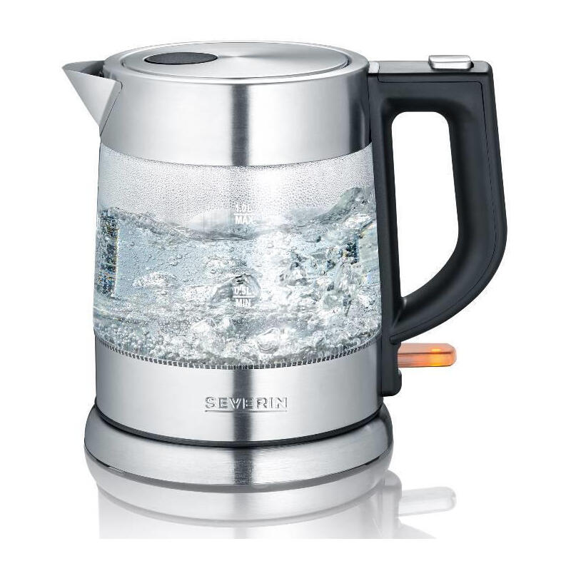 Hervidor De Agua Severin Wk 3468 1 L Negro, Acero Inoxidable, Transparente 2200 W_0