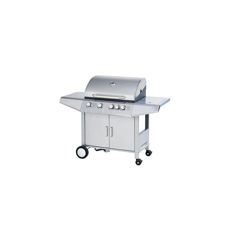 Muvip Barbacoa Gas Inox 5 Fuegos - Estructura Acero Inoxidable - 4 Fuegos Centrales + 1 Fuego Lateral - Rejillas Esmaltadas - Ba_0