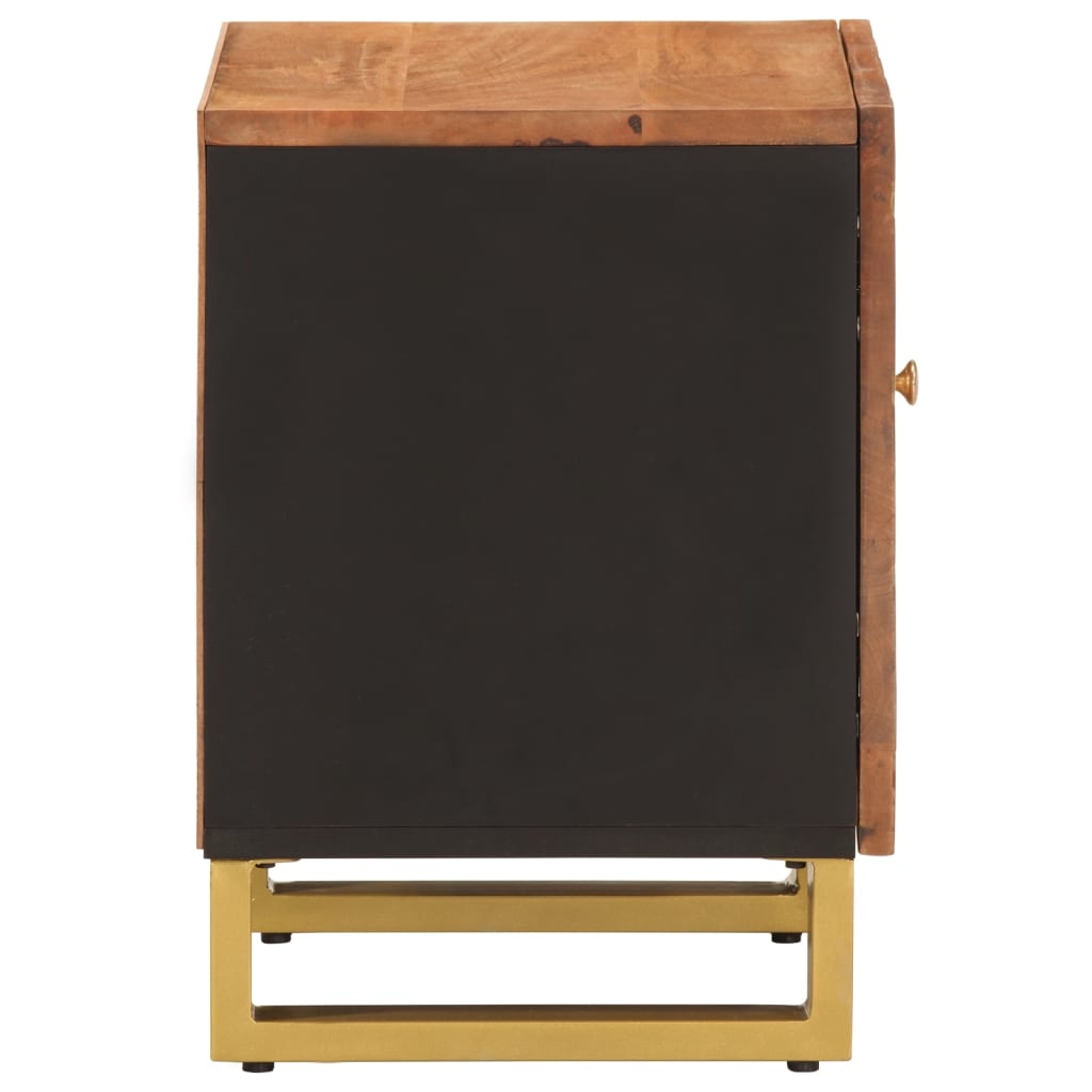 Mesitas De Noche 2 Uds Madera Maciza De Mango Marrón Y Negro_4