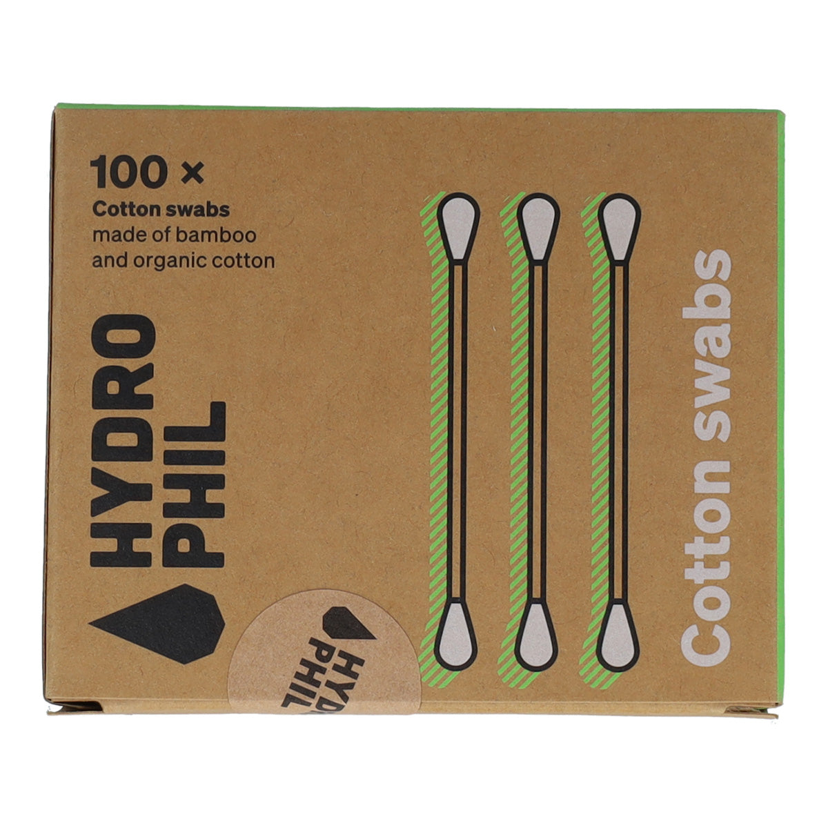 Bastoncillos para oido de Bambú y Algodón Ecológico Hydrophil, 100 ud