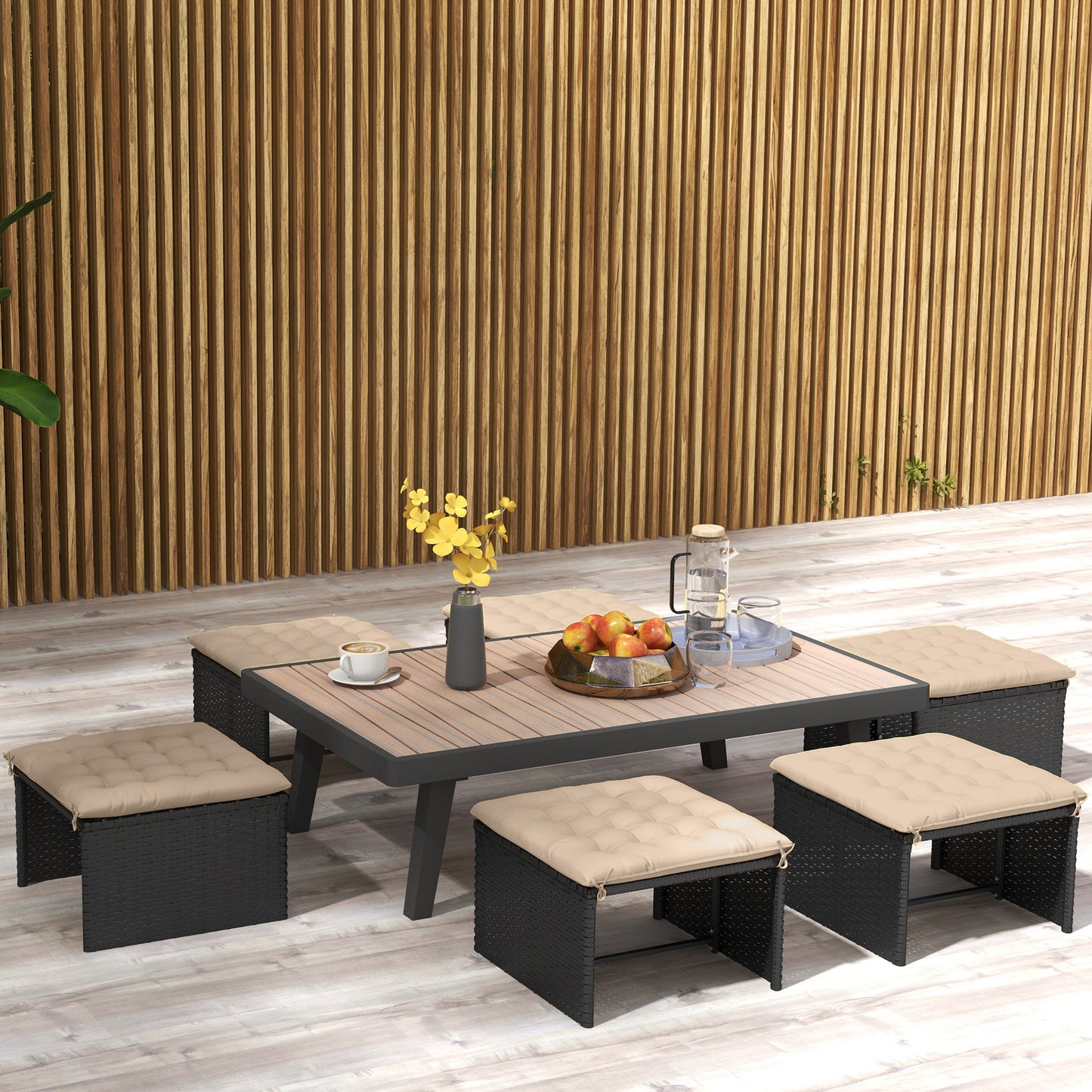 Outsunny Juego De 6 Cojines Para Sillas De Comedor 40x40 Cm Caqui_5