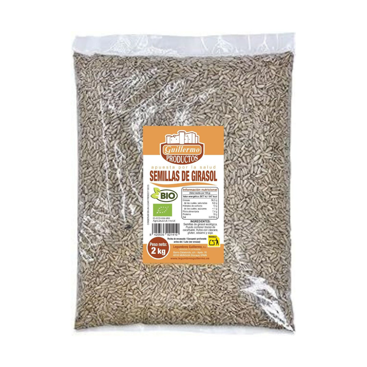 Pipas De Girasol Bio Peladas - 2 Kg_0