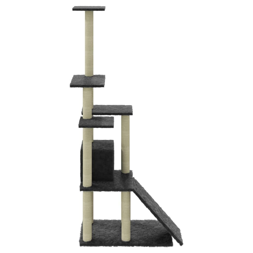 Rascador Para Gatos Con Postes De Sisal Gris Oscuro 155 Cm_5