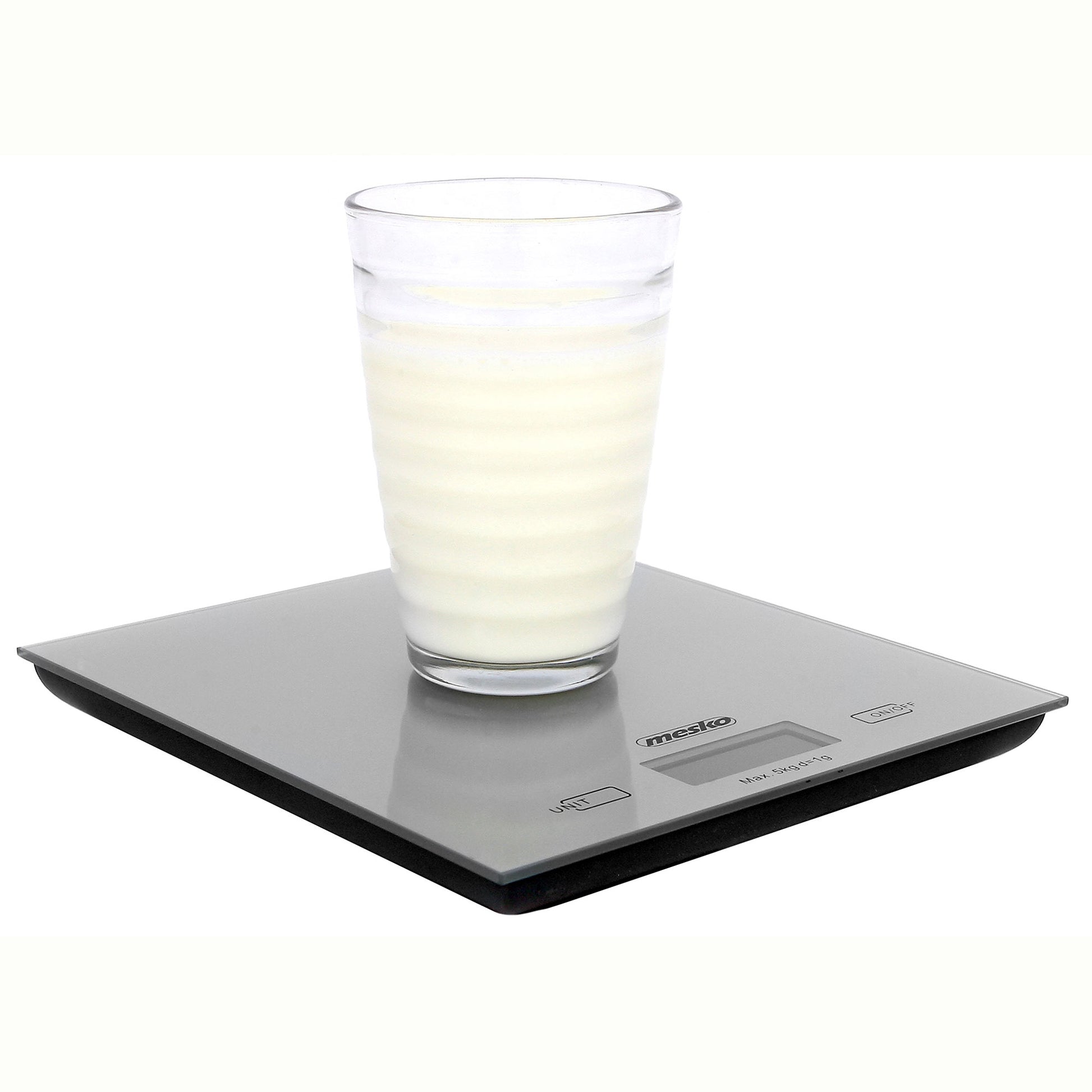 Báscula De Cocina Digital Extraplana, Plataforma Vidrio, Precisión 1gr Hasta 5 Kg, Función Tara Mesko Ms3145 Gris